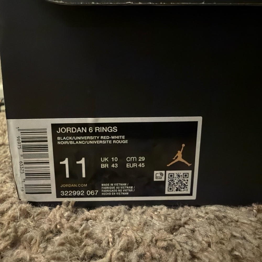 JORDAN 6 RINGS *black varsity red size 11 *new* - Picture 4 of 4